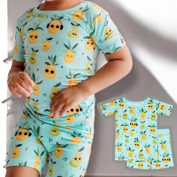 Little Sleepies | Pineapple Jams Short Sleeve +Shorts Bamboo Pajamas Size 2T NWT - Picture 1 of 5